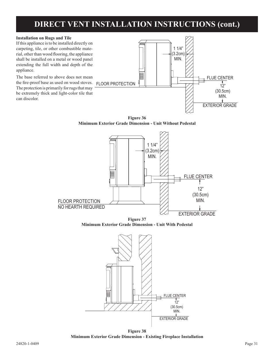 Direct vent installation instructions (cont.) | Empire Comfort Systems PV-28SV50-B User Manual | Page 31 / 56