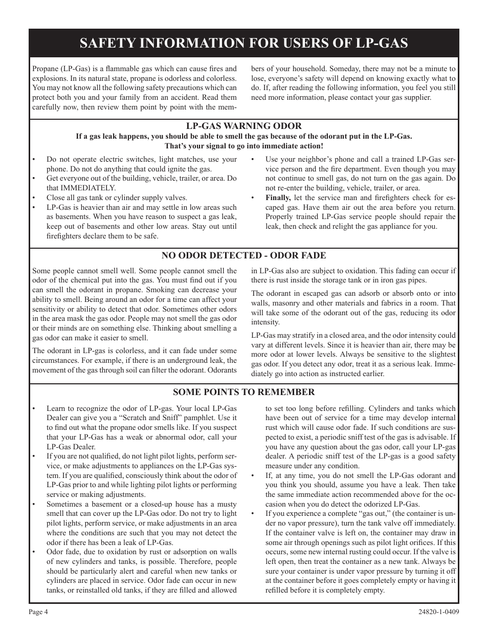 Safety information for users of lp-gas | Empire Comfort Systems PV-28SV50-B User Manual | Page 4 / 56