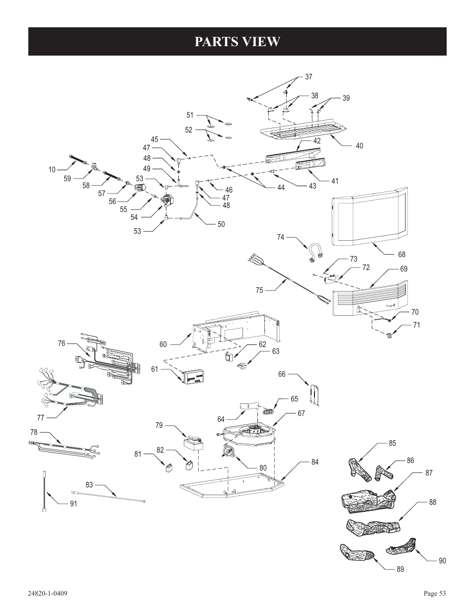 Parts view | Empire Comfort Systems PV-28SV50-B User Manual | Page 53 / 56