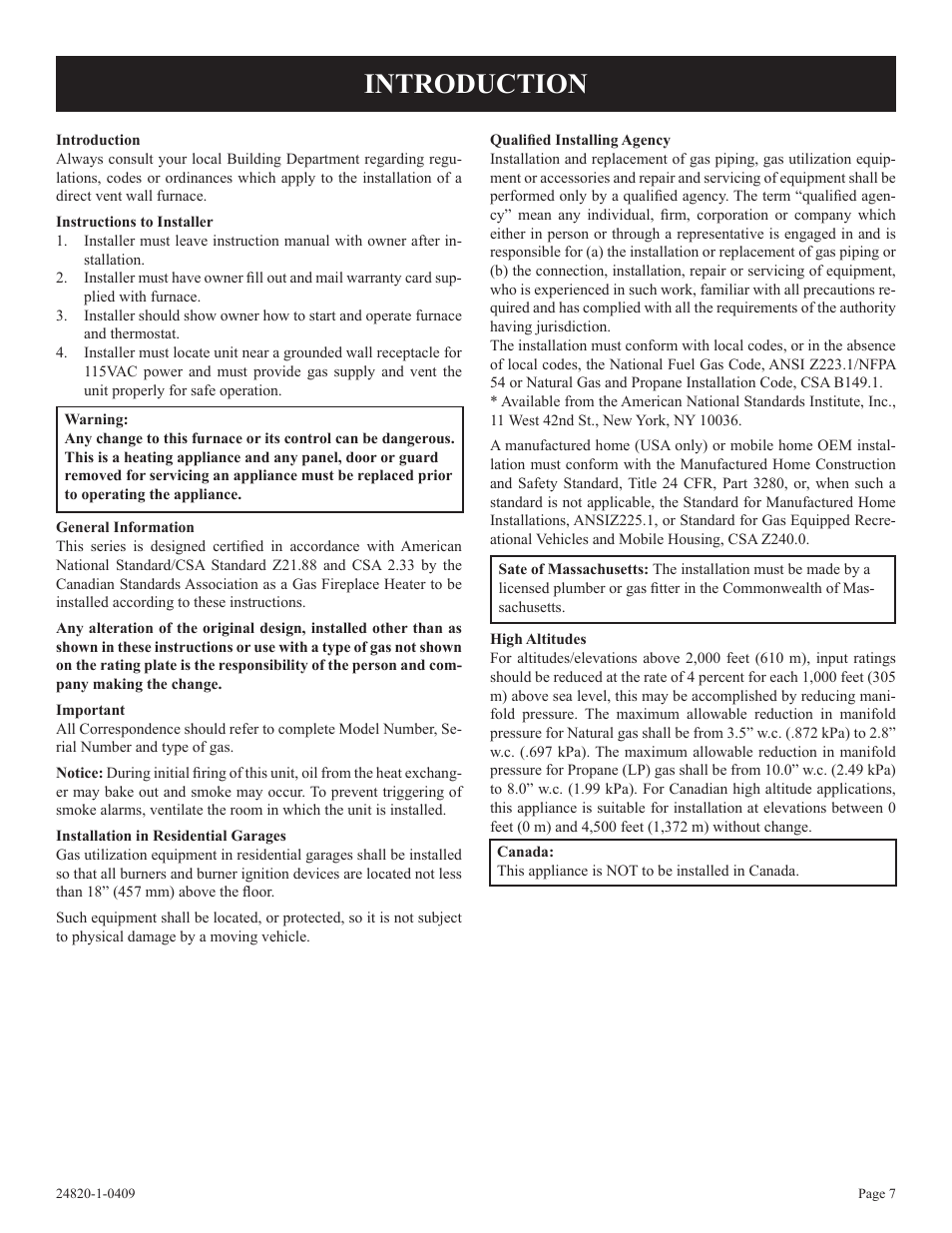 Introduction | Empire Comfort Systems PV-28SV50-B User Manual | Page 7 / 56