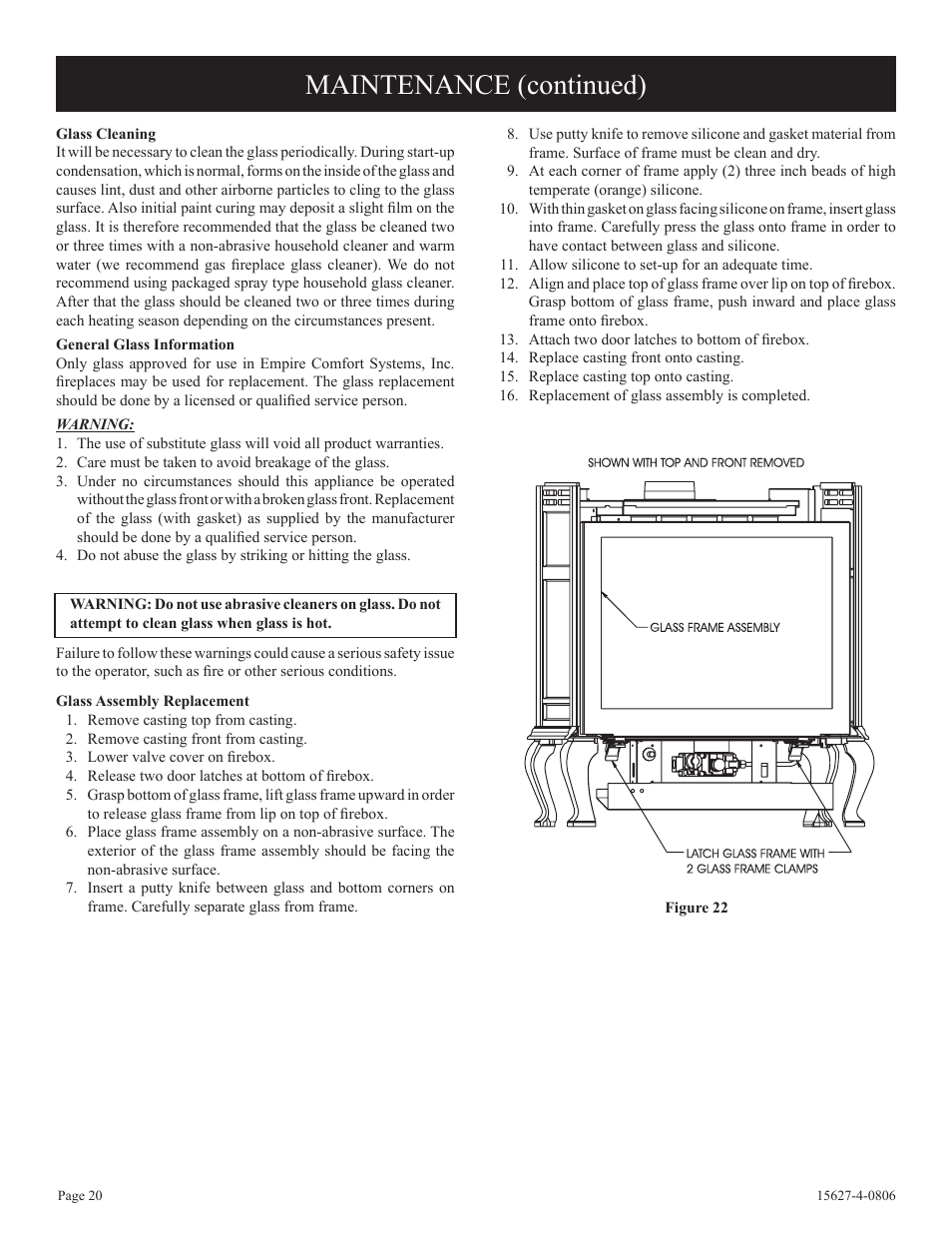 Maintenance (continued) | Empire Comfort Systems pmn User Manual | Page 20 / 28