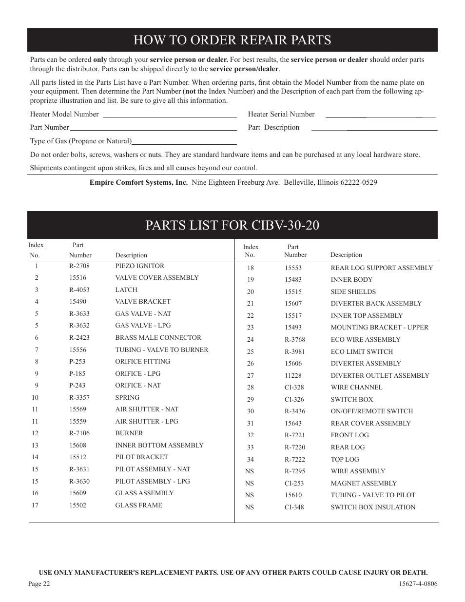 Empire Comfort Systems pmn User Manual | Page 22 / 28