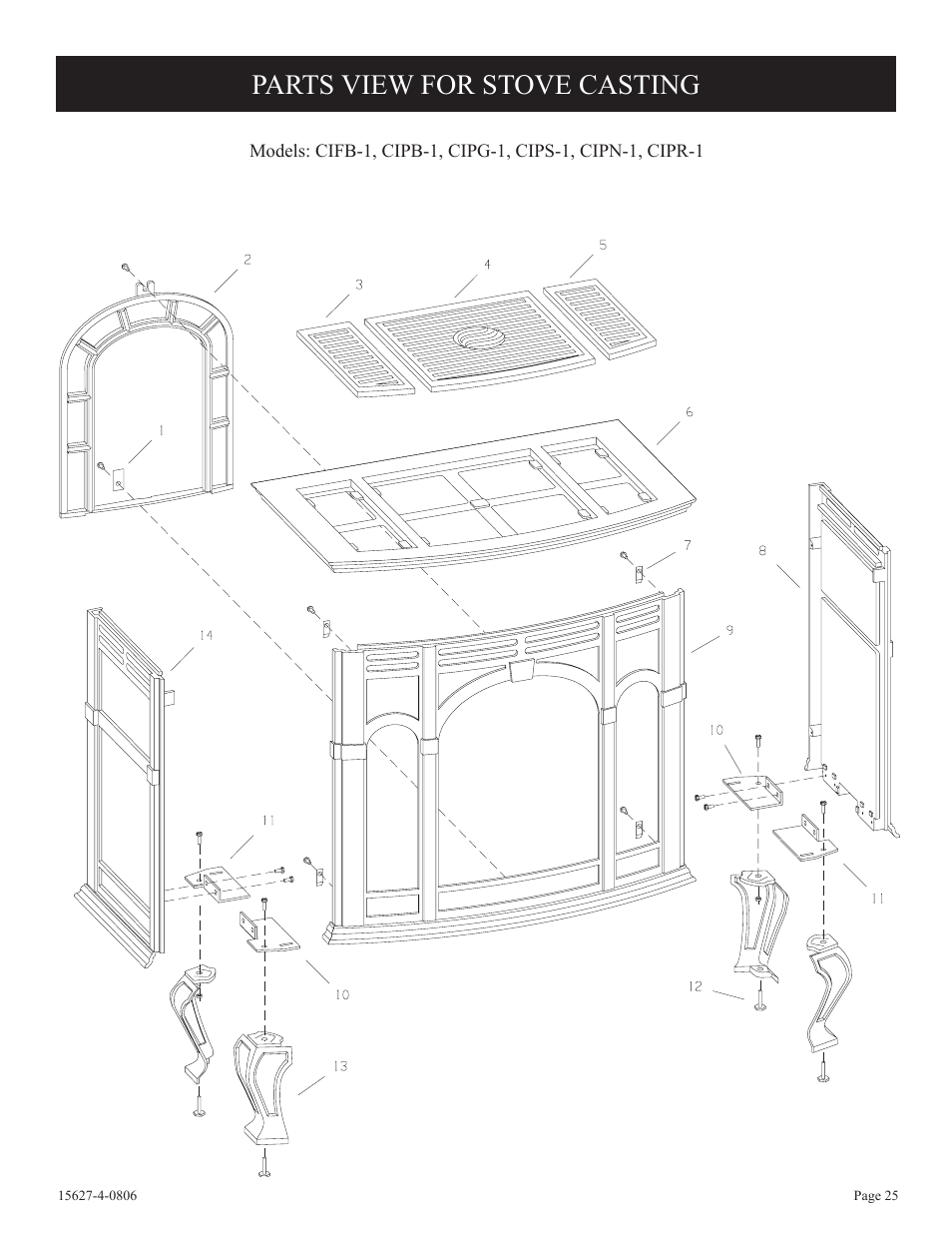 Parts view for stove casting | Empire Comfort Systems pmn User Manual | Page 25 / 28
