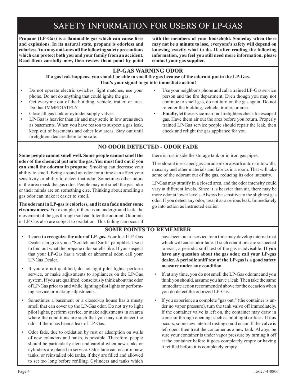 Safety information for users of lp-gas | Empire Comfort Systems pmn User Manual | Page 4 / 28