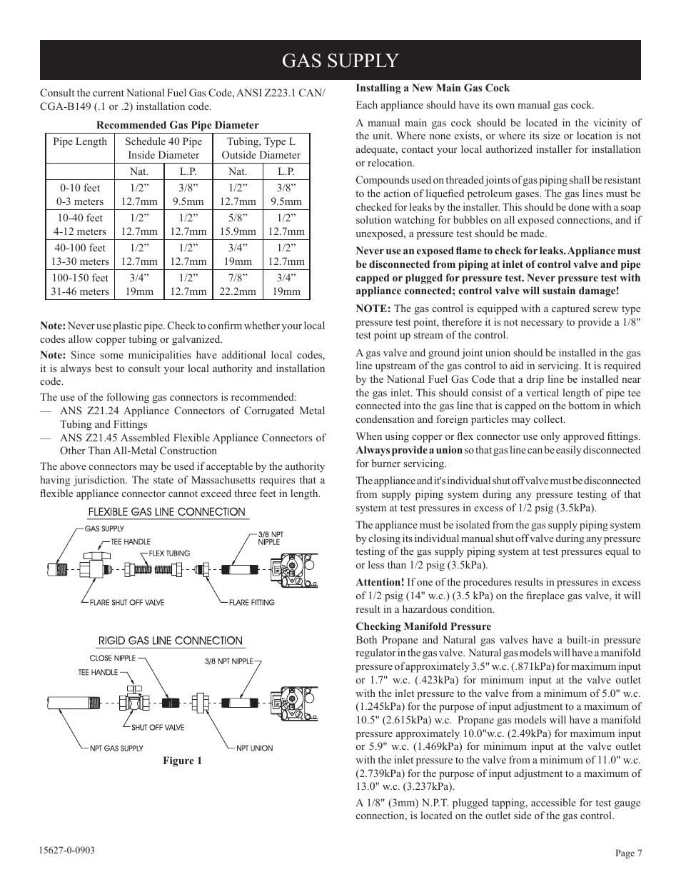 Gas supply | Empire Comfort Systems pmn User Manual | Page 7 / 28