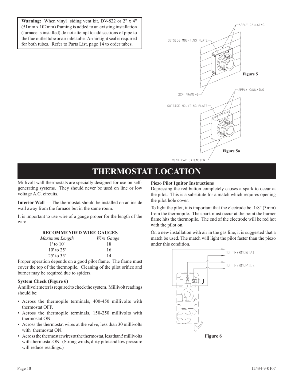 Thermostat location | Empire Comfort Systems DV-35-2SG User Manual | Page 10 / 20