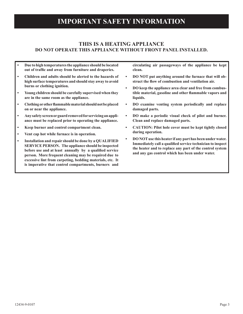 Important safety information, This is a heating appliance | Empire Comfort Systems DV-35-2SG User Manual | Page 3 / 20