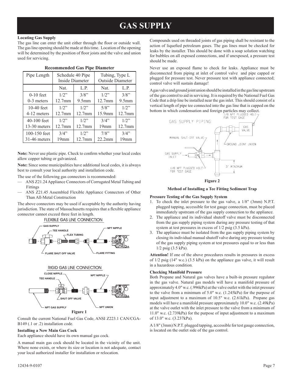 Gas supply | Empire Comfort Systems DV-35-2SG User Manual | Page 7 / 20
