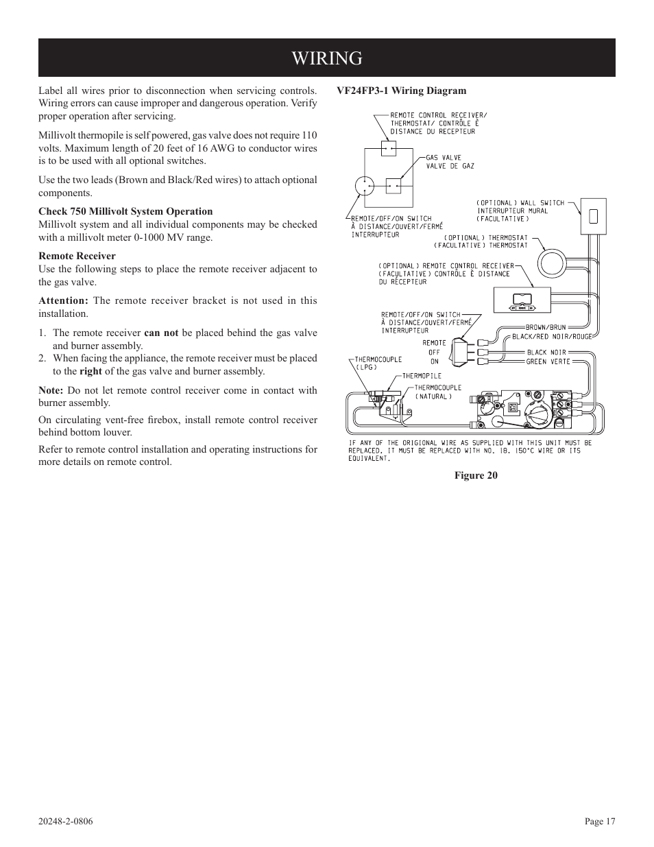 Wiring | Empire Comfort Systems VF24FP3-1 User Manual | Page 17 / 28