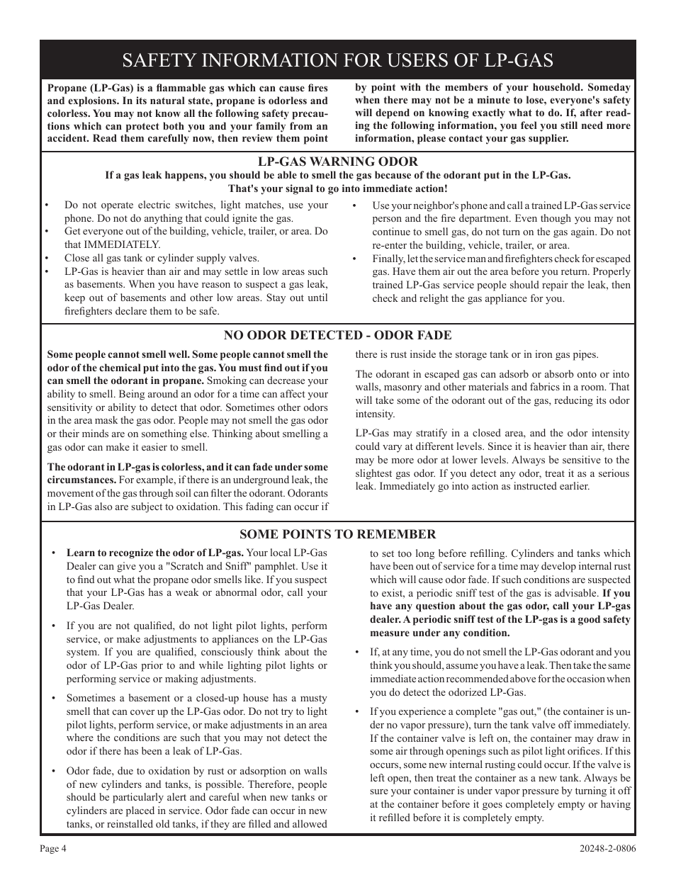 Safety information for users of lp-gas | Empire Comfort Systems VF24FP3-1 User Manual | Page 4 / 28