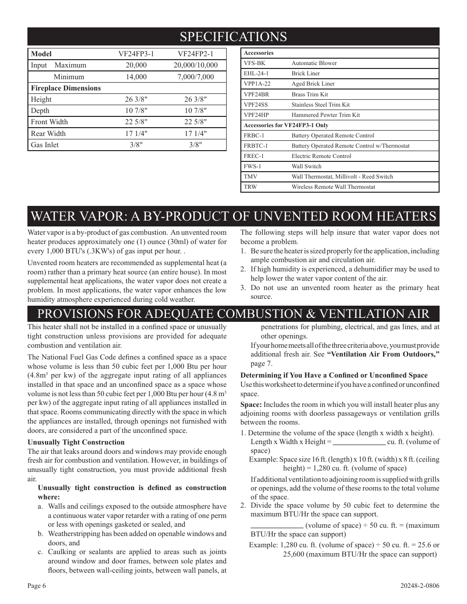 Empire Comfort Systems VF24FP3-1 User Manual | Page 6 / 28