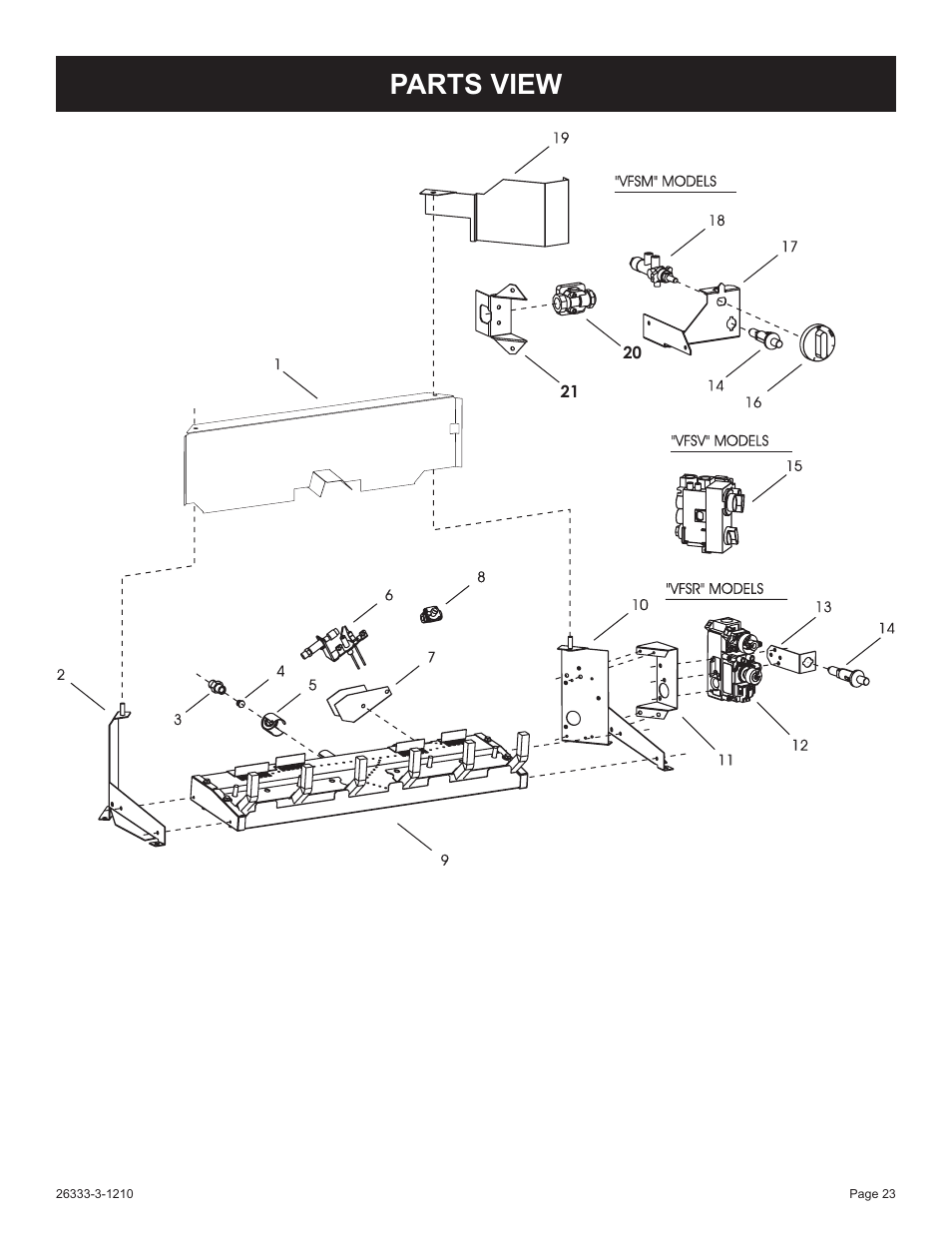 Parts view | Empire Comfort Systems VFSR-24-3 User Manual | Page 23 / 28