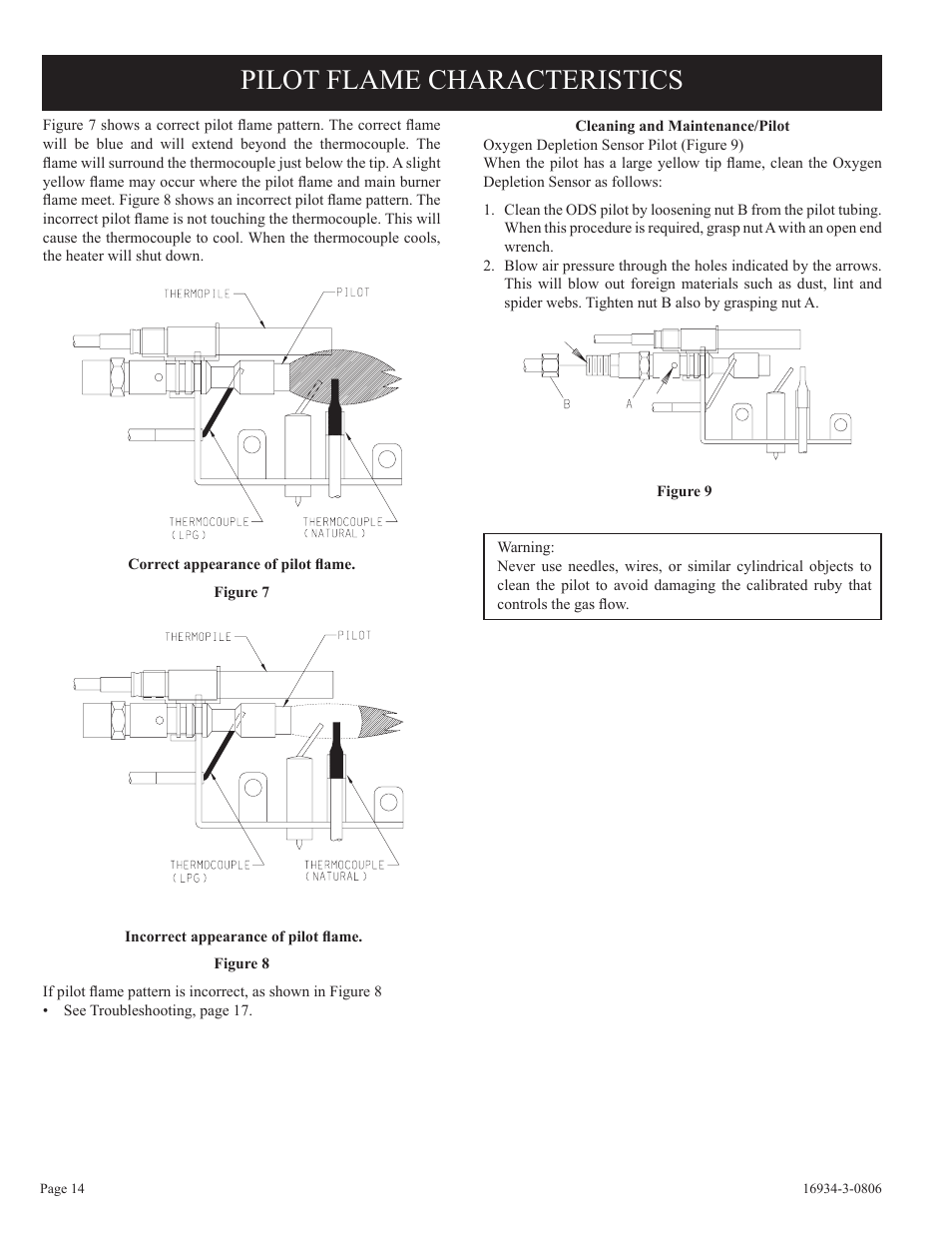 Pilot flame characteristics | Empire Comfort Systems CHBR-16-3 User Manual | Page 14 / 20