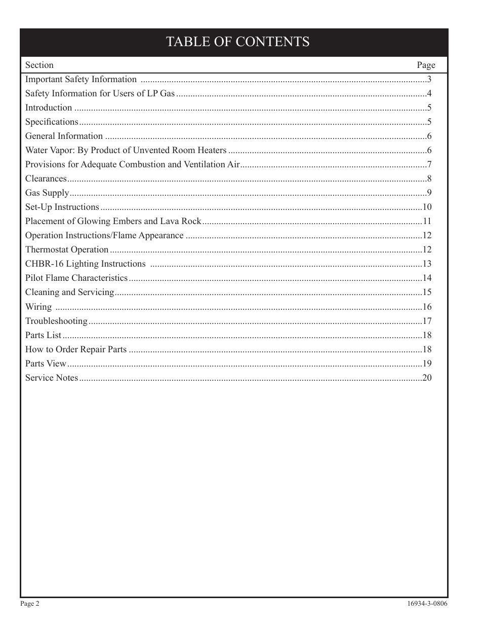 Empire Comfort Systems CHBR-16-3 User Manual | Page 2 / 20