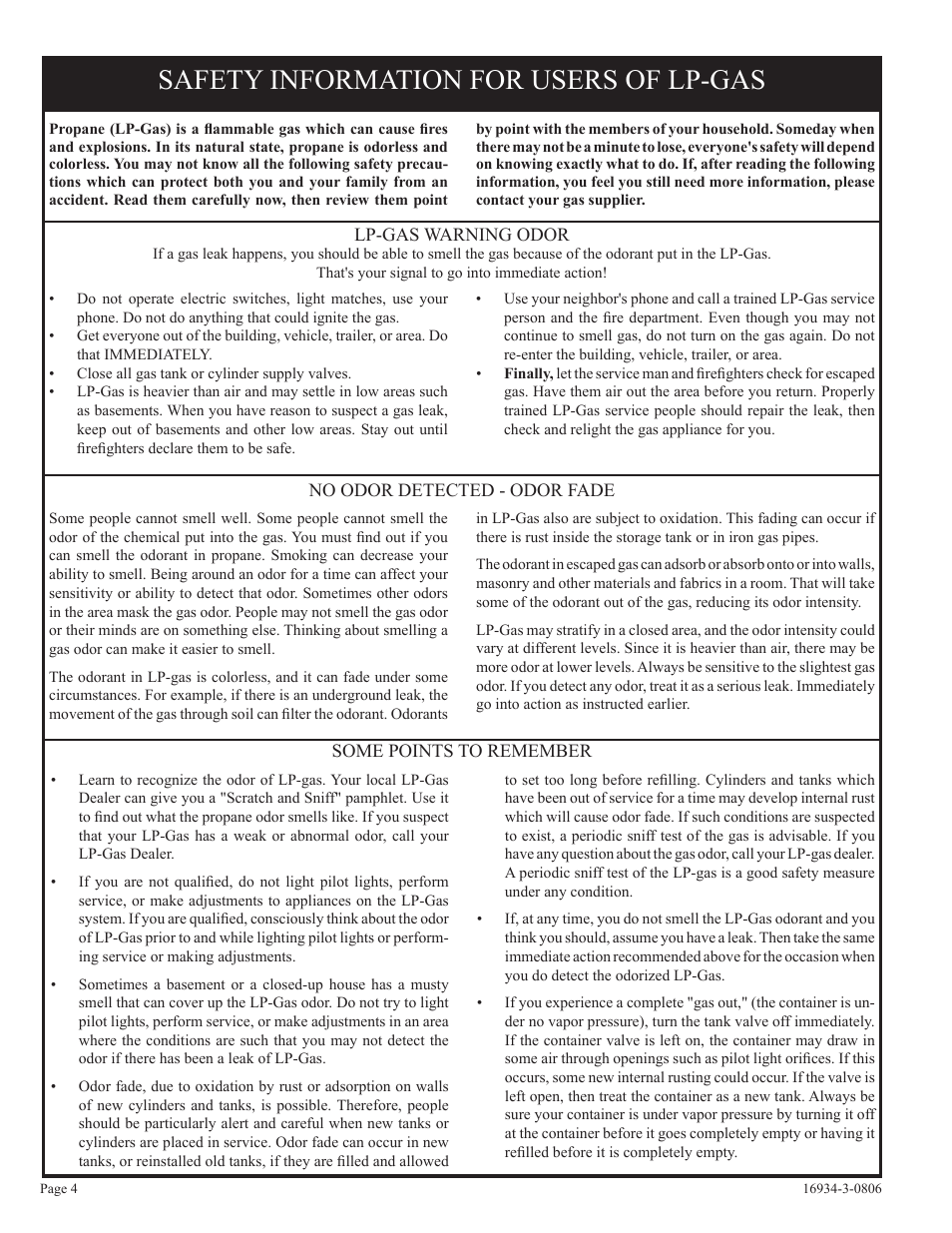 Safety information for users of lp-gas | Empire Comfort Systems CHBR-16-3 User Manual | Page 4 / 20
