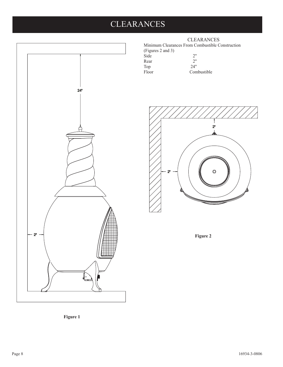 Clearances | Empire Comfort Systems CHBR-16-3 User Manual | Page 8 / 20