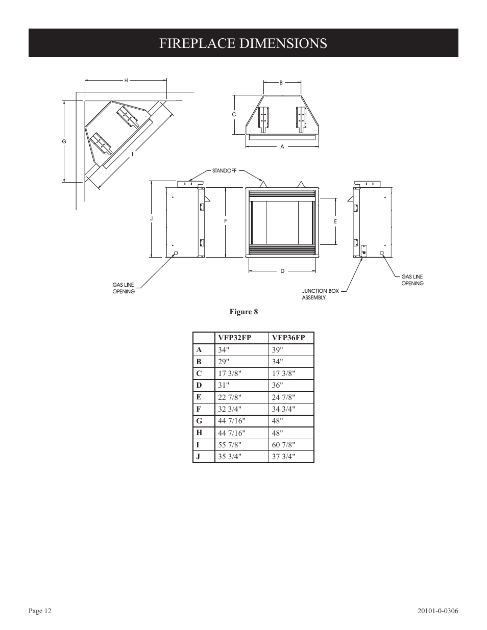 Fireplace dimensions | Empire Comfort Systems VFP32FP User Manual | Page 12 / 28