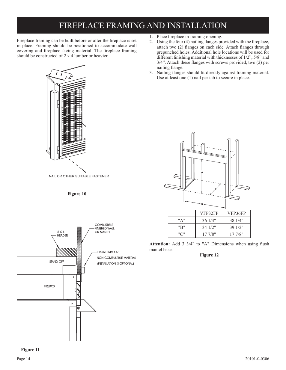 Fireplace framing and installation | Empire Comfort Systems VFP32FP User Manual | Page 14 / 28