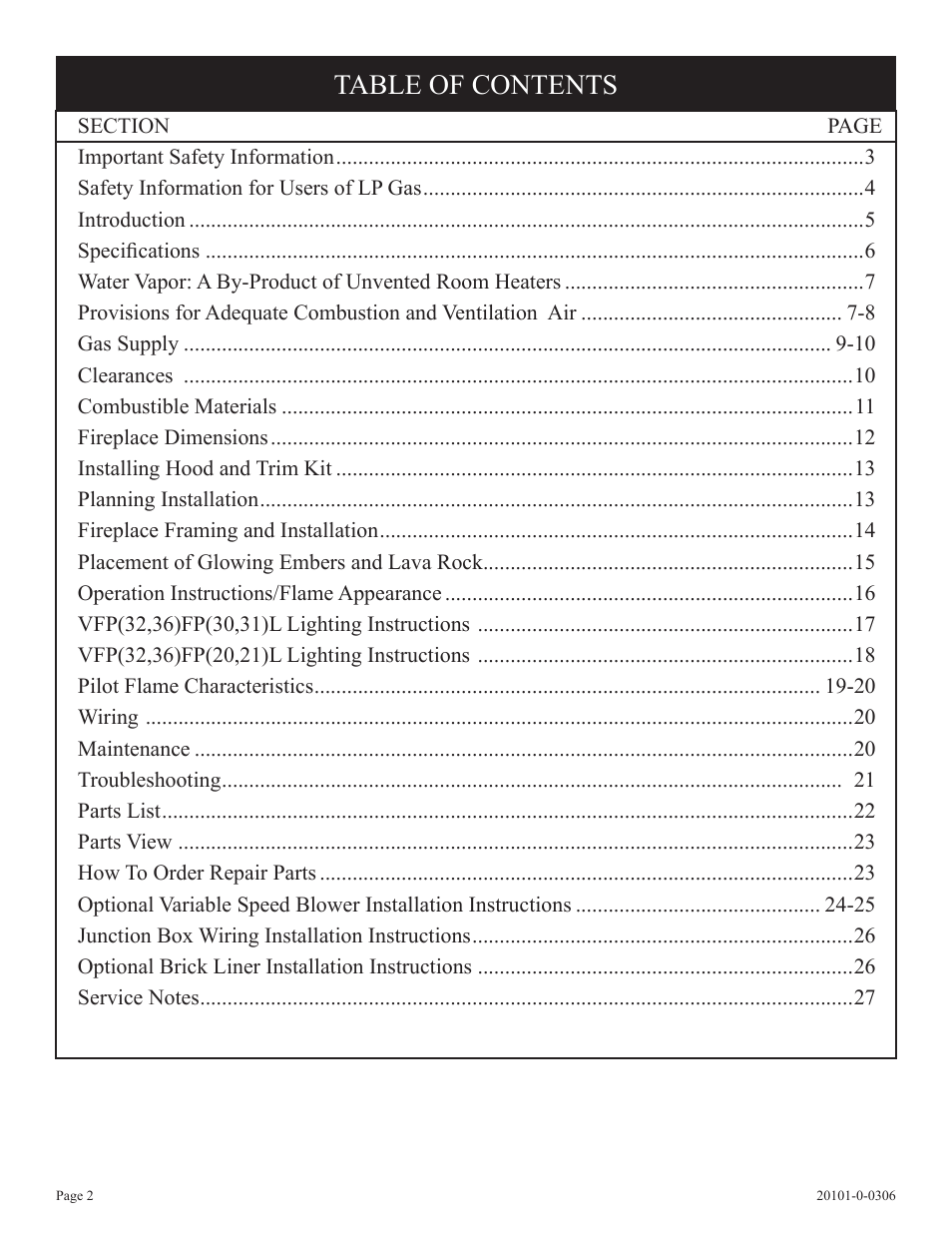 Empire Comfort Systems VFP32FP User Manual | Page 2 / 28