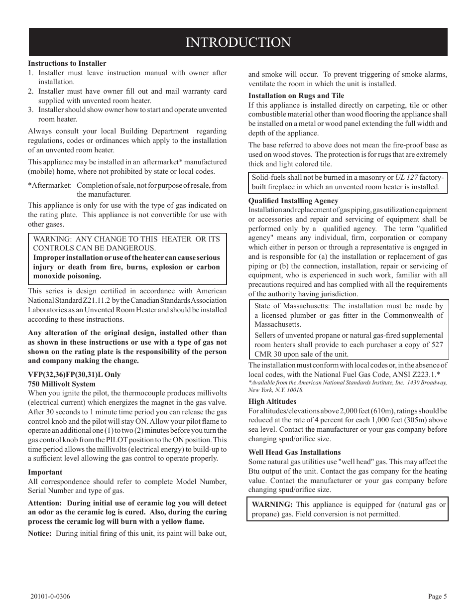 Introduction | Empire Comfort Systems VFP32FP User Manual | Page 5 / 28