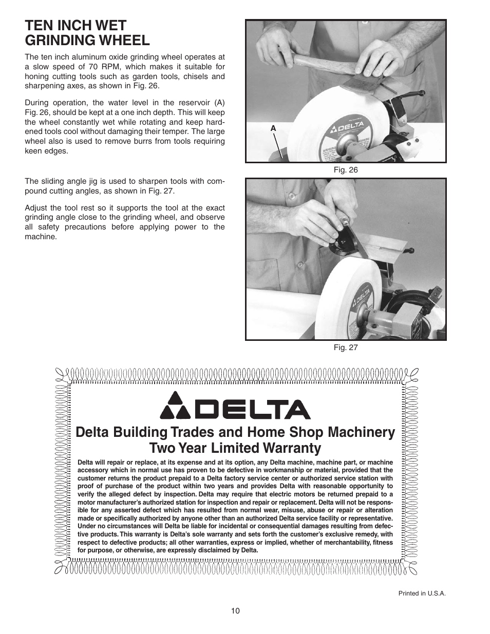 Ten inch wet grinding wheel | Empire Comfort Systems 23-700 User Manual | Page 10 / 10