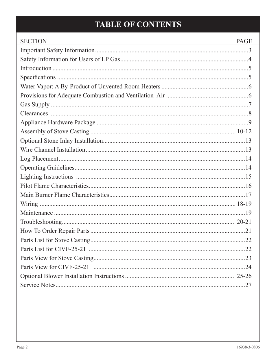 Empire Comfort Systems CIVF-25-21 User Manual | Page 2 / 28