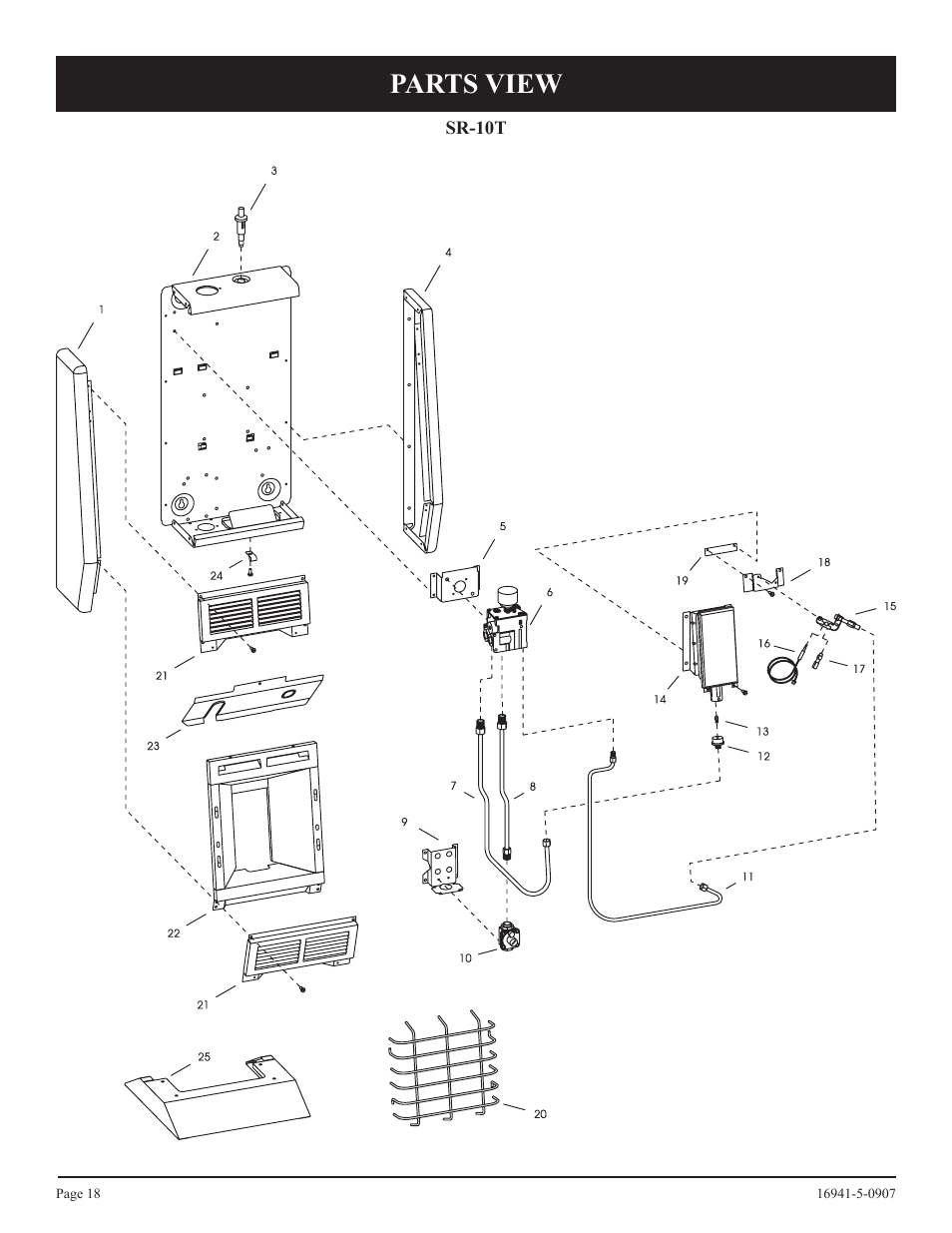 Parts view | Empire Comfort Systems SR-10T-3 User Manual | Page 18 / 24
