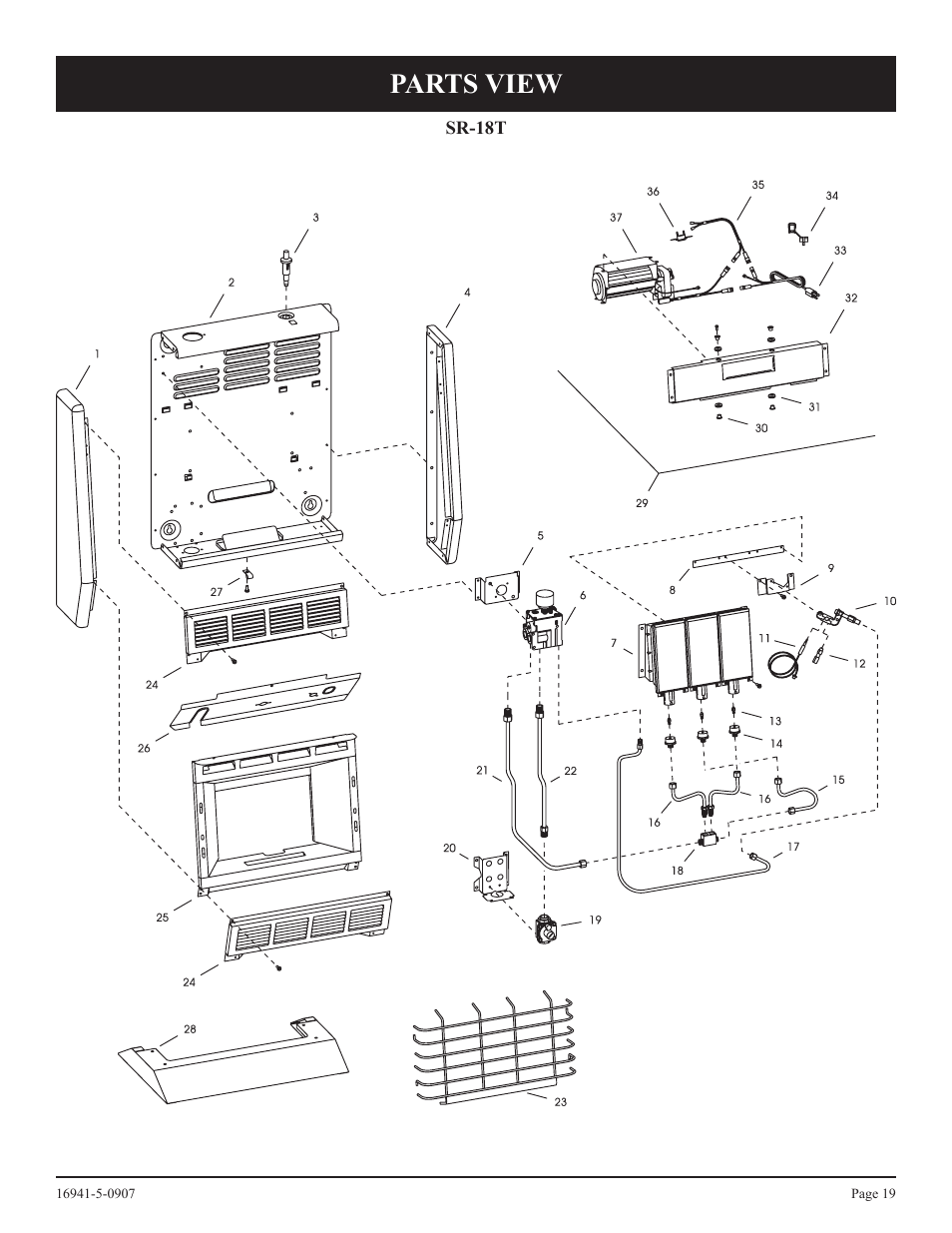 Parts view | Empire Comfort Systems SR-10T-3 User Manual | Page 19 / 24