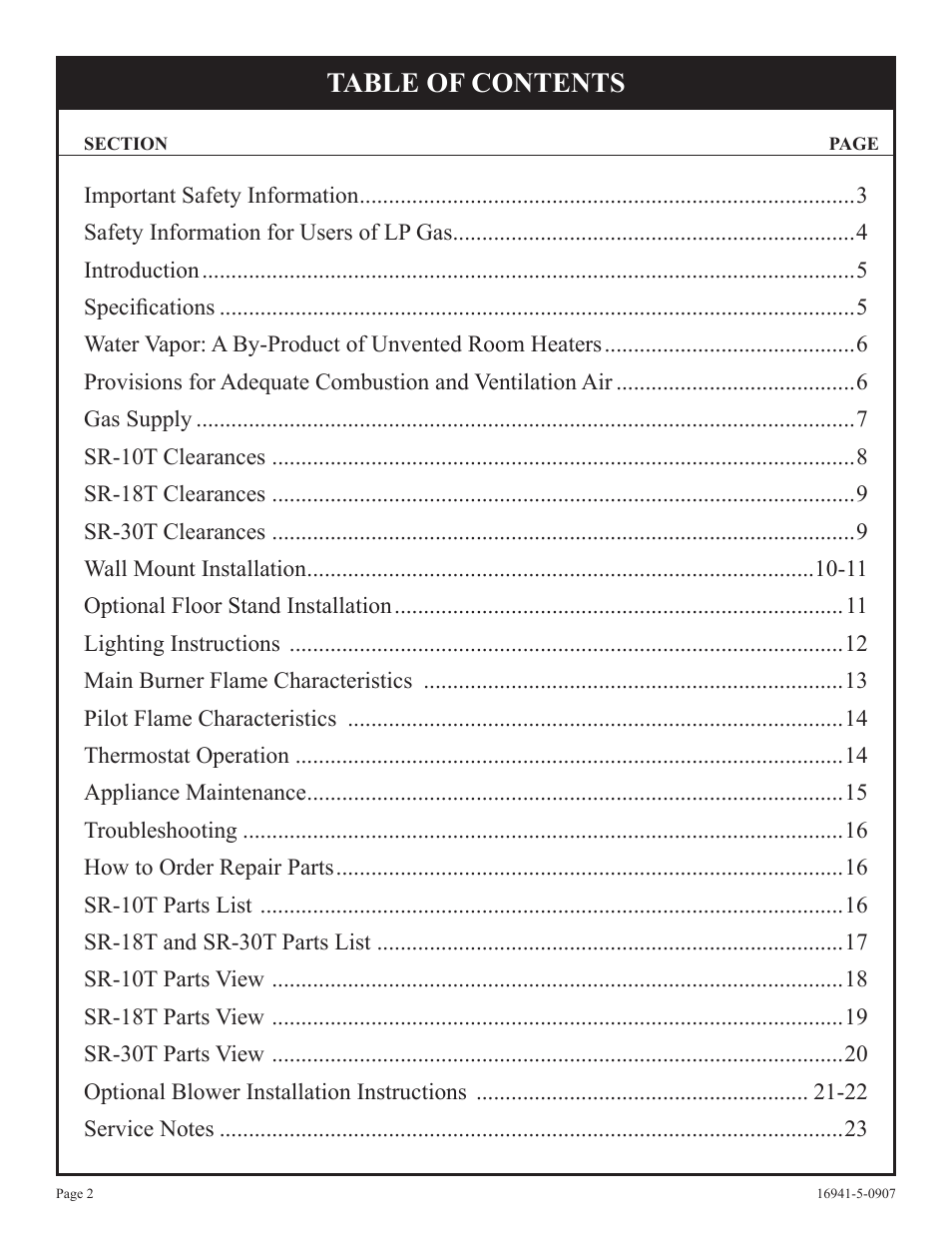 Empire Comfort Systems SR-10T-3 User Manual | Page 2 / 24
