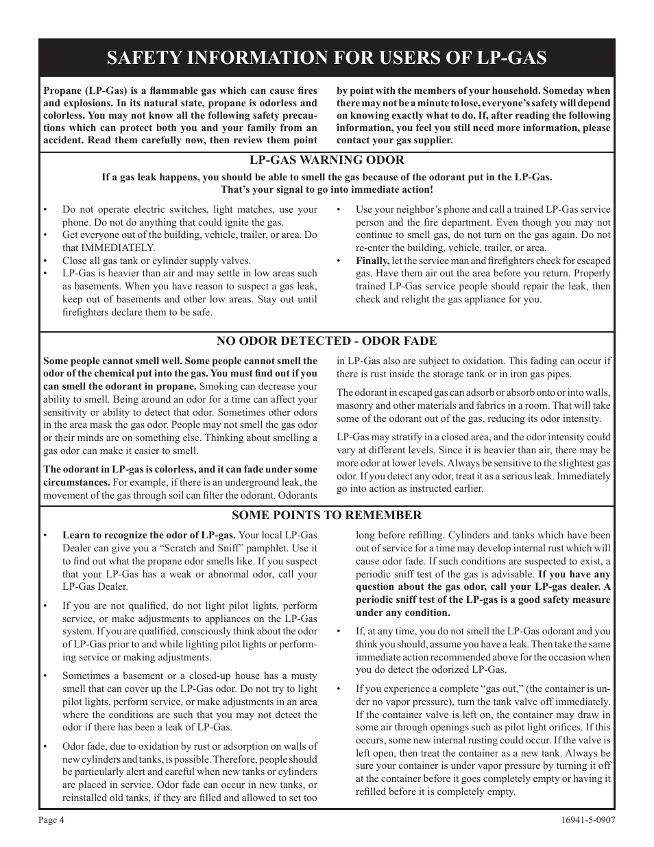 Safety information for users of lp-gas | Empire Comfort Systems SR-10T-3 User Manual | Page 4 / 24