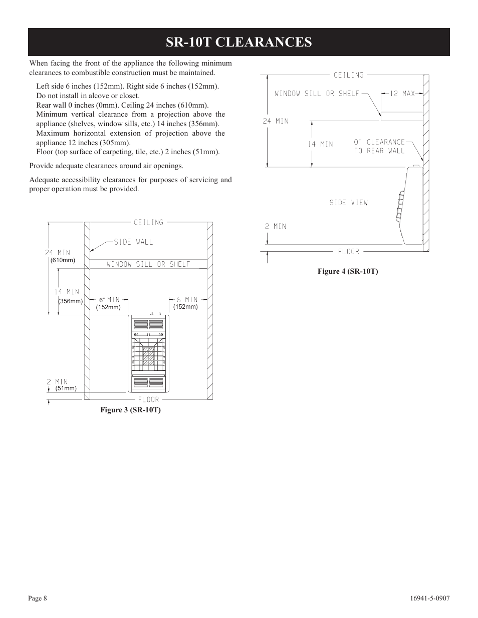 Sr-10t clearances | Empire Comfort Systems SR-10T-3 User Manual | Page 8 / 24