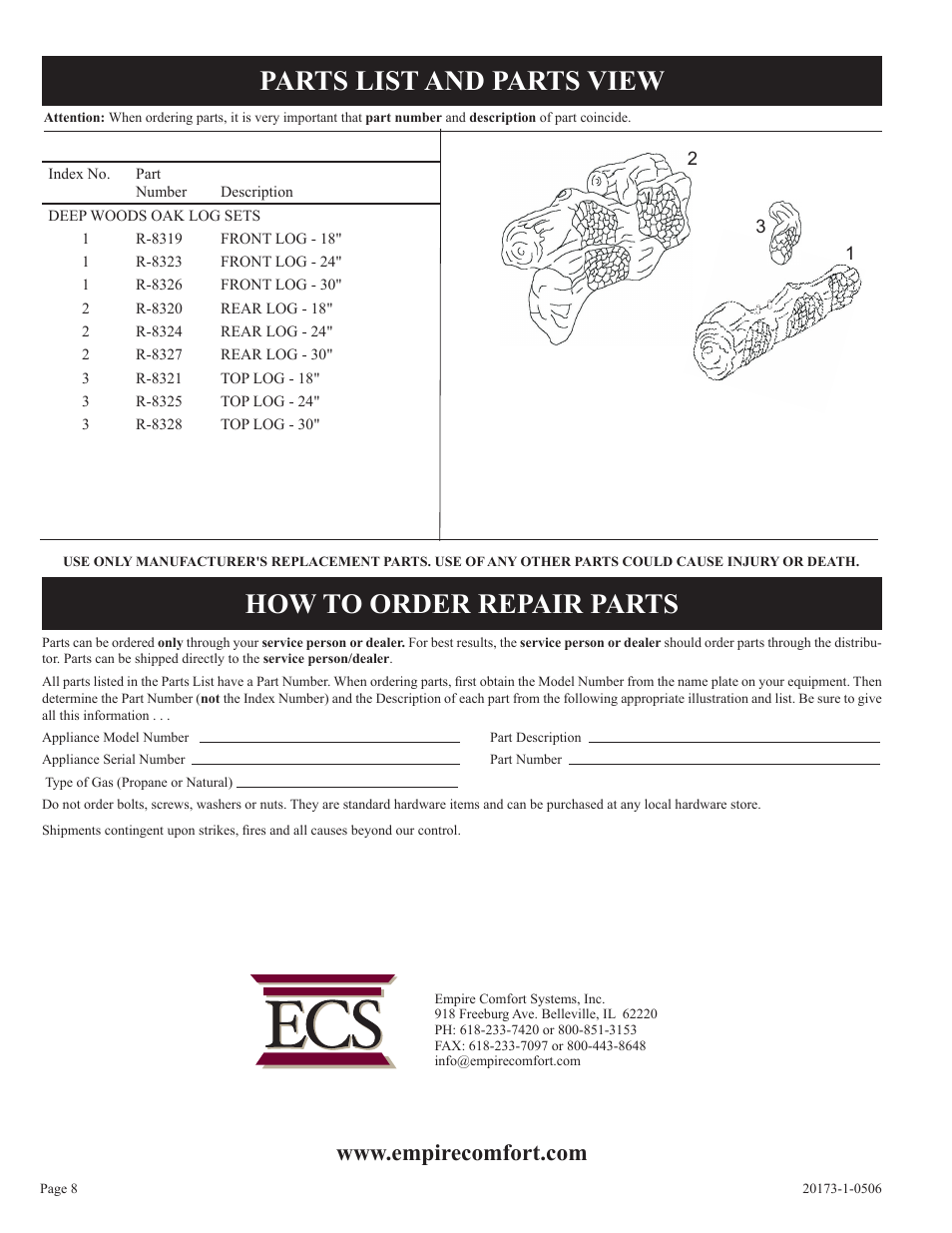 Empire Comfort Systems LS-24H-1 User Manual | Page 8 / 8
