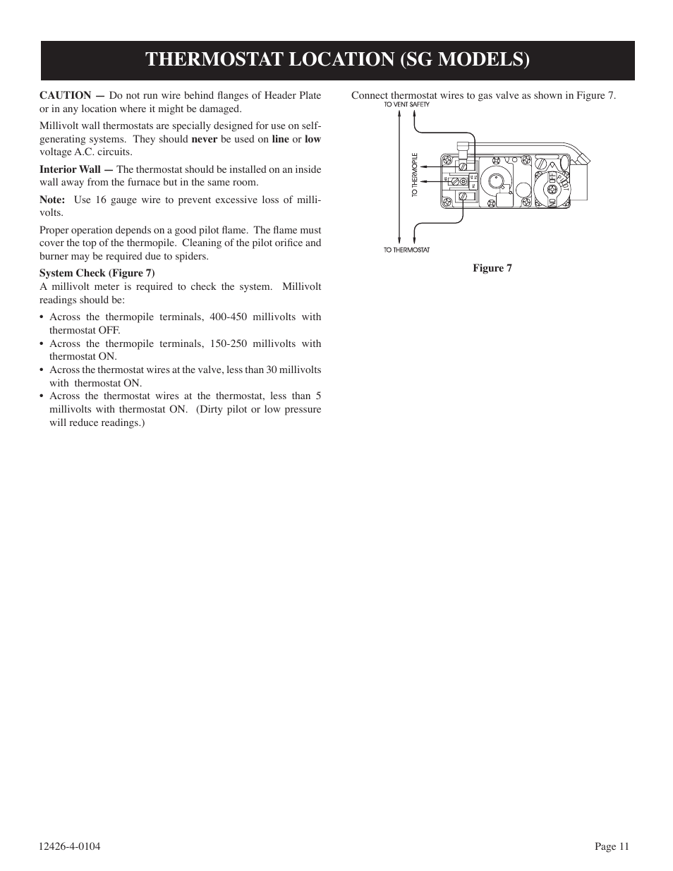 Thermostat location (sg models) | Empire Comfort Systems GWT-50-2 User Manual | Page 11 / 20
