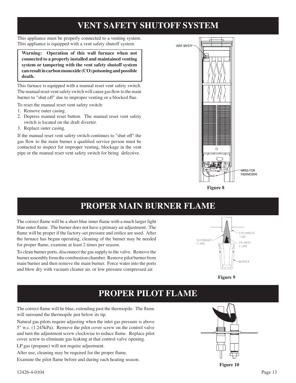 Proper pilot flame | Empire Comfort Systems GWT-50-2 User Manual | Page 13 / 20