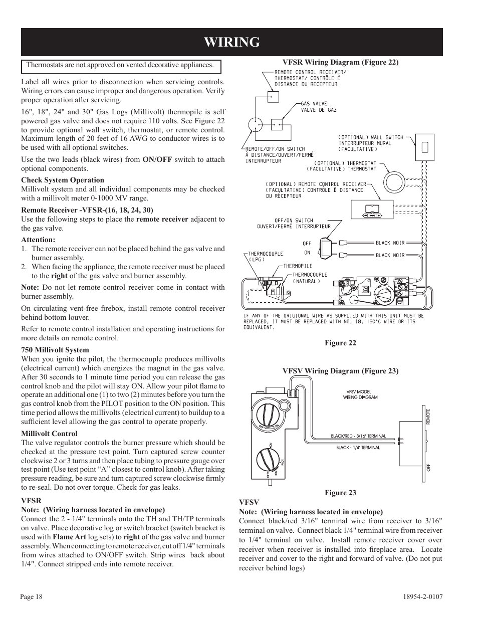 Wiring | Empire Comfort Systems VFSR-18-3  EN User Manual | Page 18 / 24
