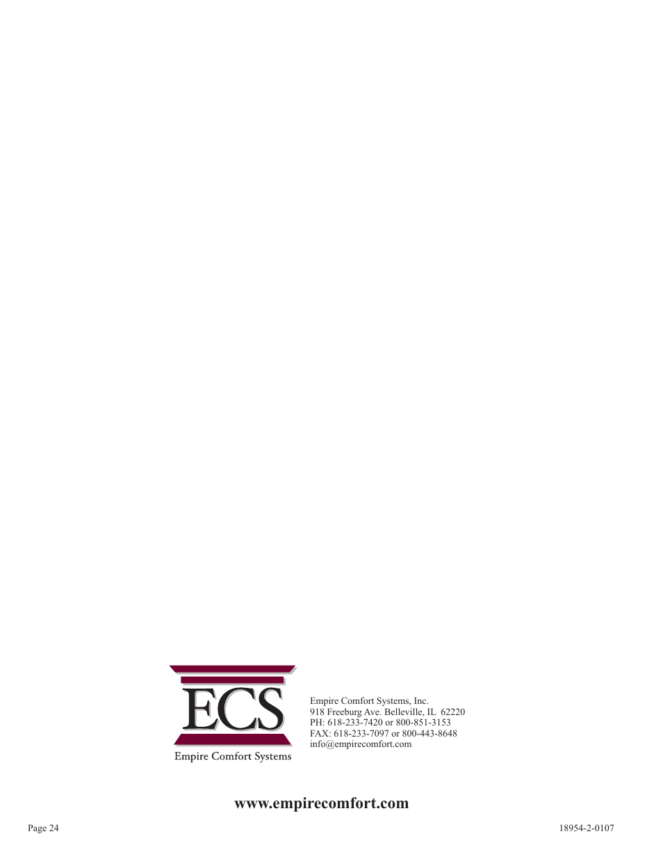 Empire Comfort Systems VFSR-18-3  EN User Manual | Page 24 / 24