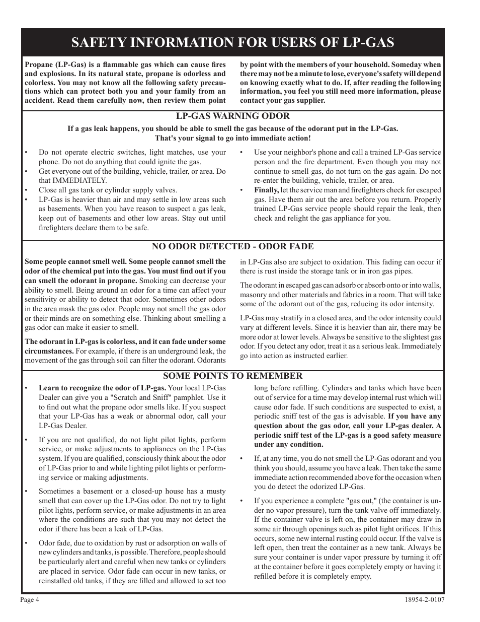 Safety information for users of lp-gas | Empire Comfort Systems VFSR-18-3  EN User Manual | Page 4 / 24