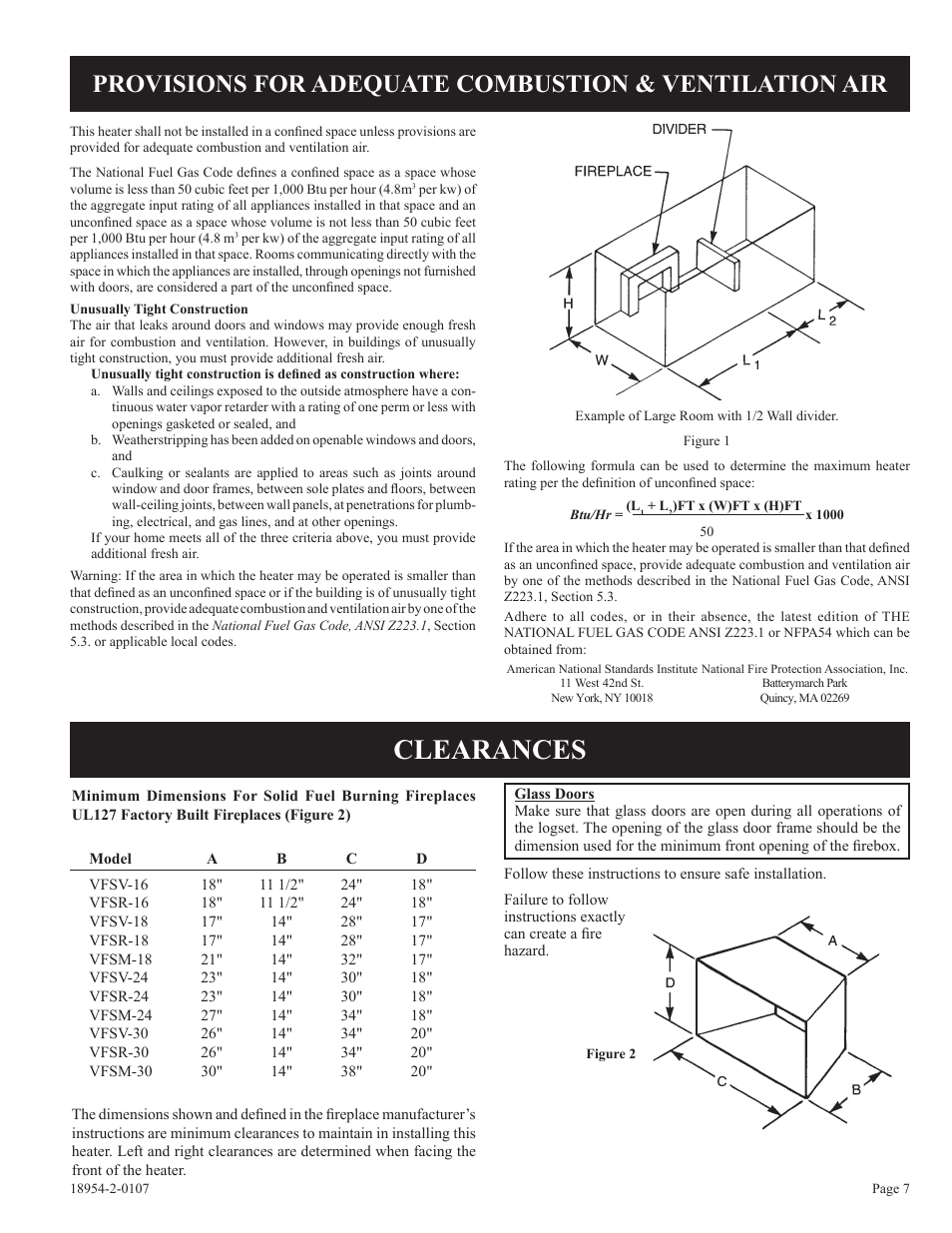 Clearances | Empire Comfort Systems VFSR-18-3  EN User Manual | Page 7 / 24