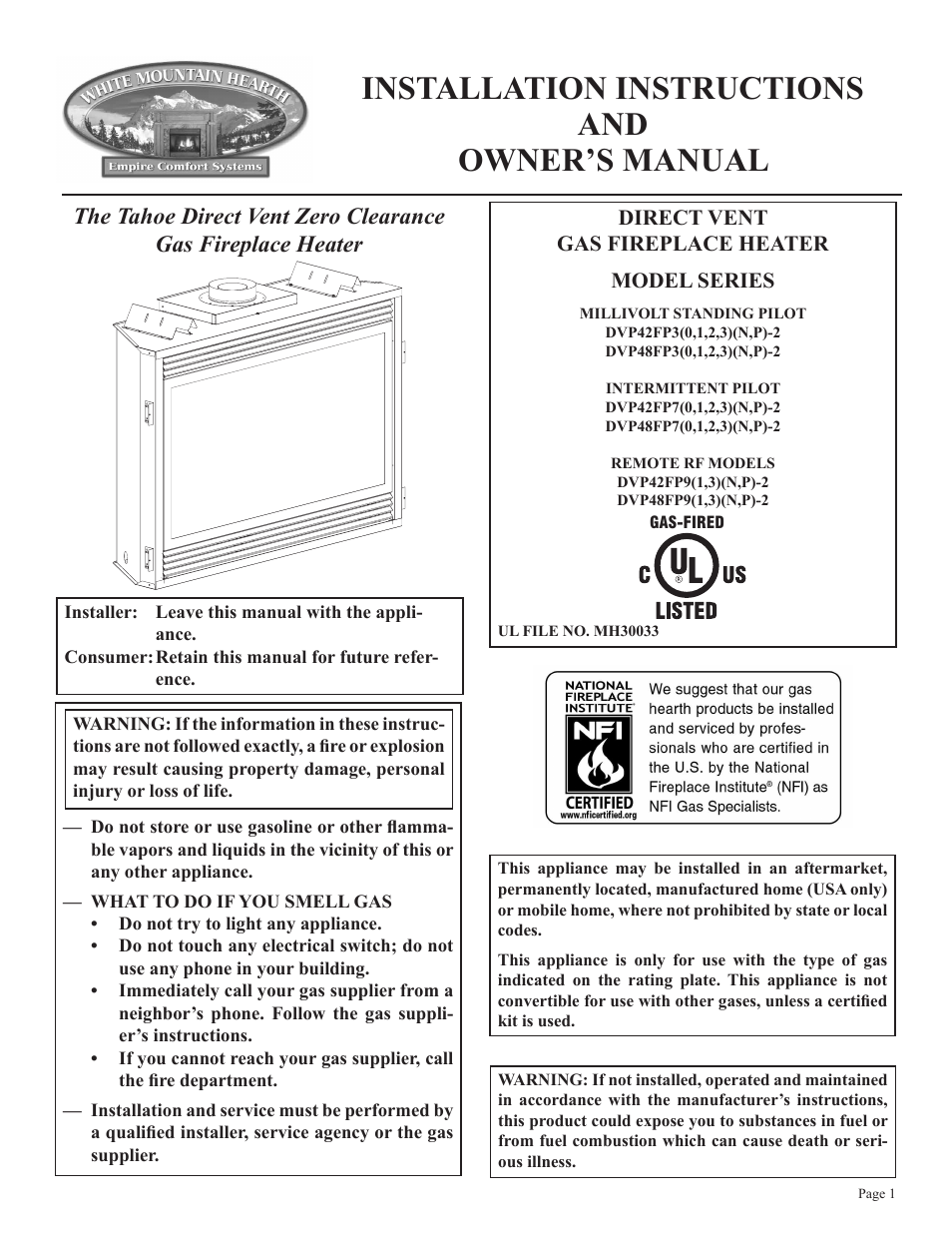 Empire Comfort Systems DVP48FP3  EN User Manual | 72 pages