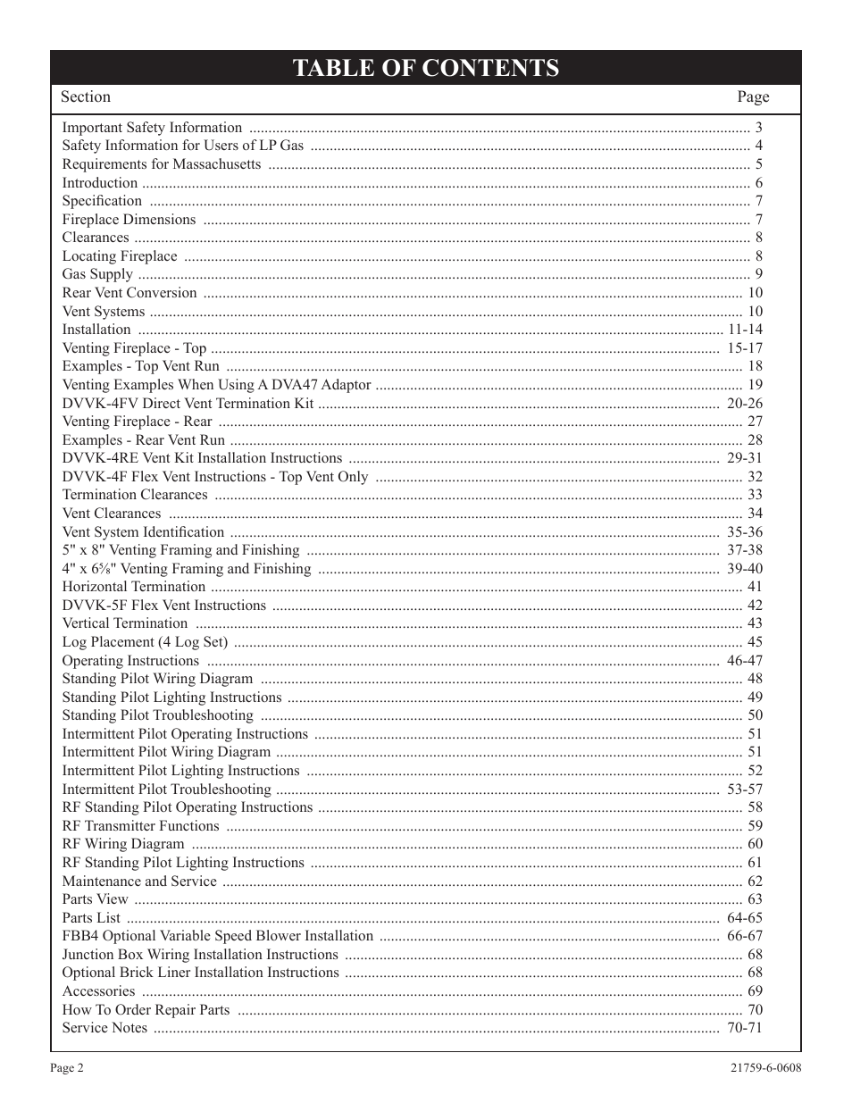 Empire Comfort Systems DVP48FP3  EN User Manual | Page 2 / 72