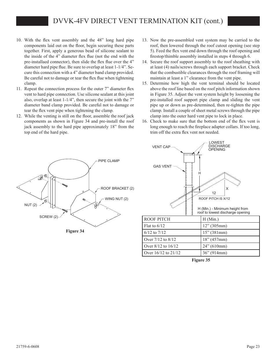 Dvvk-4fv direct vent termination kit (cont.) | Empire Comfort Systems DVP48FP3  EN User Manual | Page 23 / 72