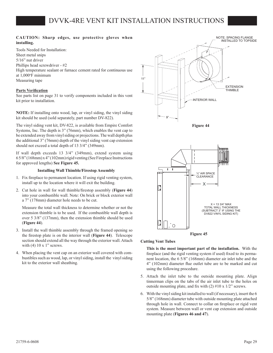 Dvvk-4re vent kit installation instructions | Empire Comfort Systems DVP48FP3  EN User Manual | Page 29 / 72