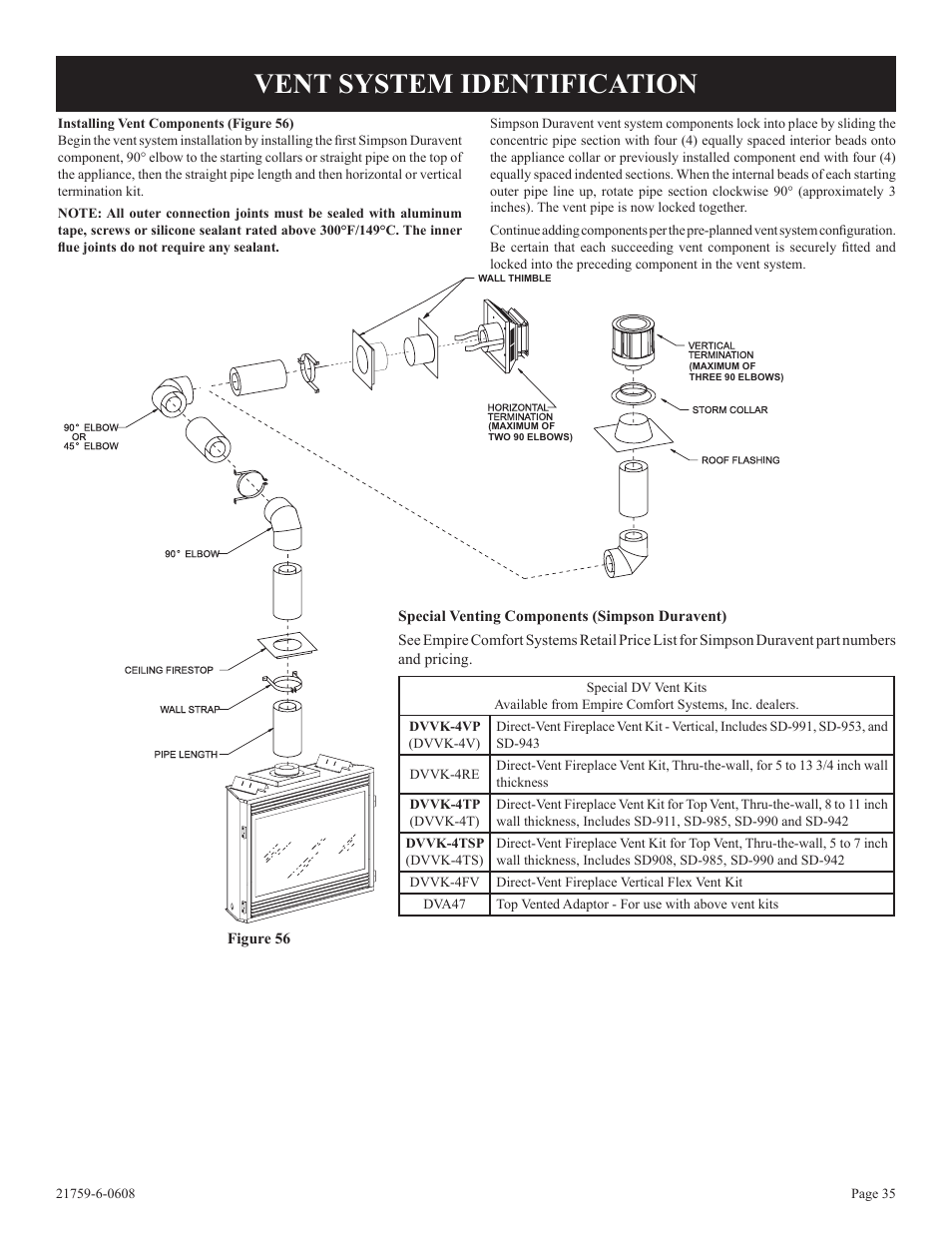 Vent system identification | Empire Comfort Systems DVP48FP3  EN User Manual | Page 35 / 72