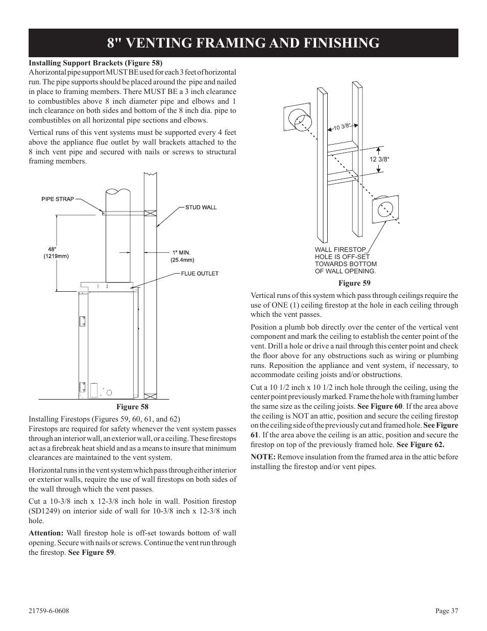 8" venting framing and finishing | Empire Comfort Systems DVP48FP3  EN User Manual | Page 37 / 72