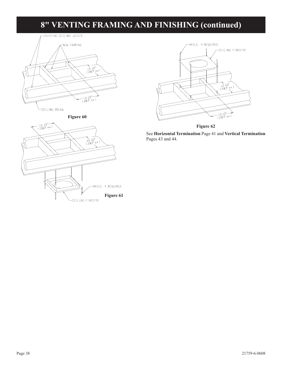 8" venting framing and finishing (continued) | Empire Comfort Systems DVP48FP3  EN User Manual | Page 38 / 72