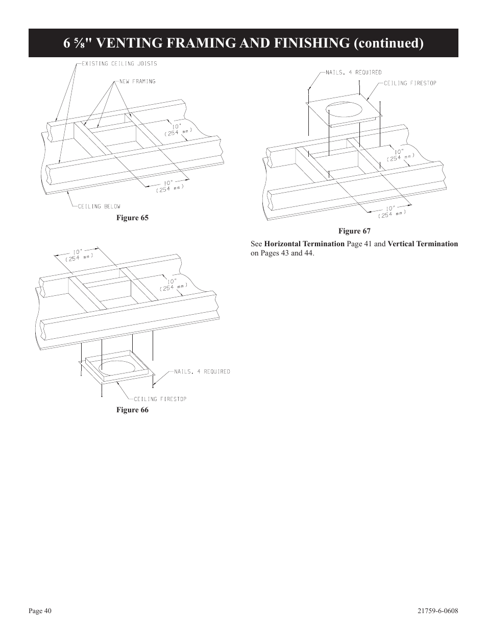 6 ⅝" venting framing and finishing (continued) | Empire Comfort Systems DVP48FP3  EN User Manual | Page 40 / 72