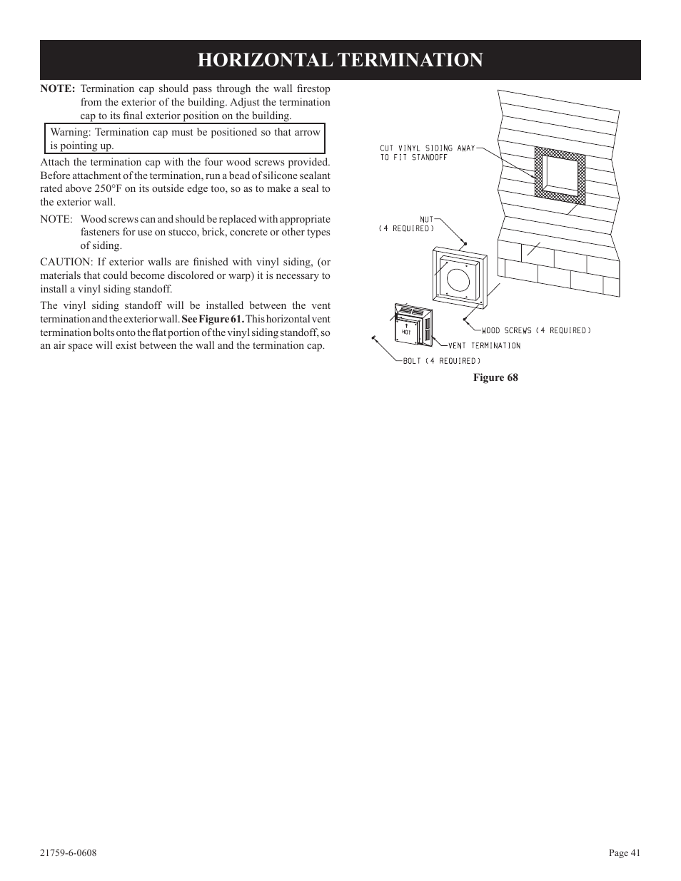 Horizontal termination | Empire Comfort Systems DVP48FP3  EN User Manual | Page 41 / 72