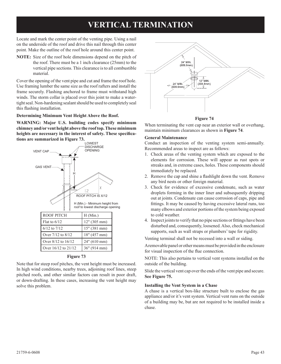 Vertical termination | Empire Comfort Systems DVP48FP3  EN User Manual | Page 43 / 72