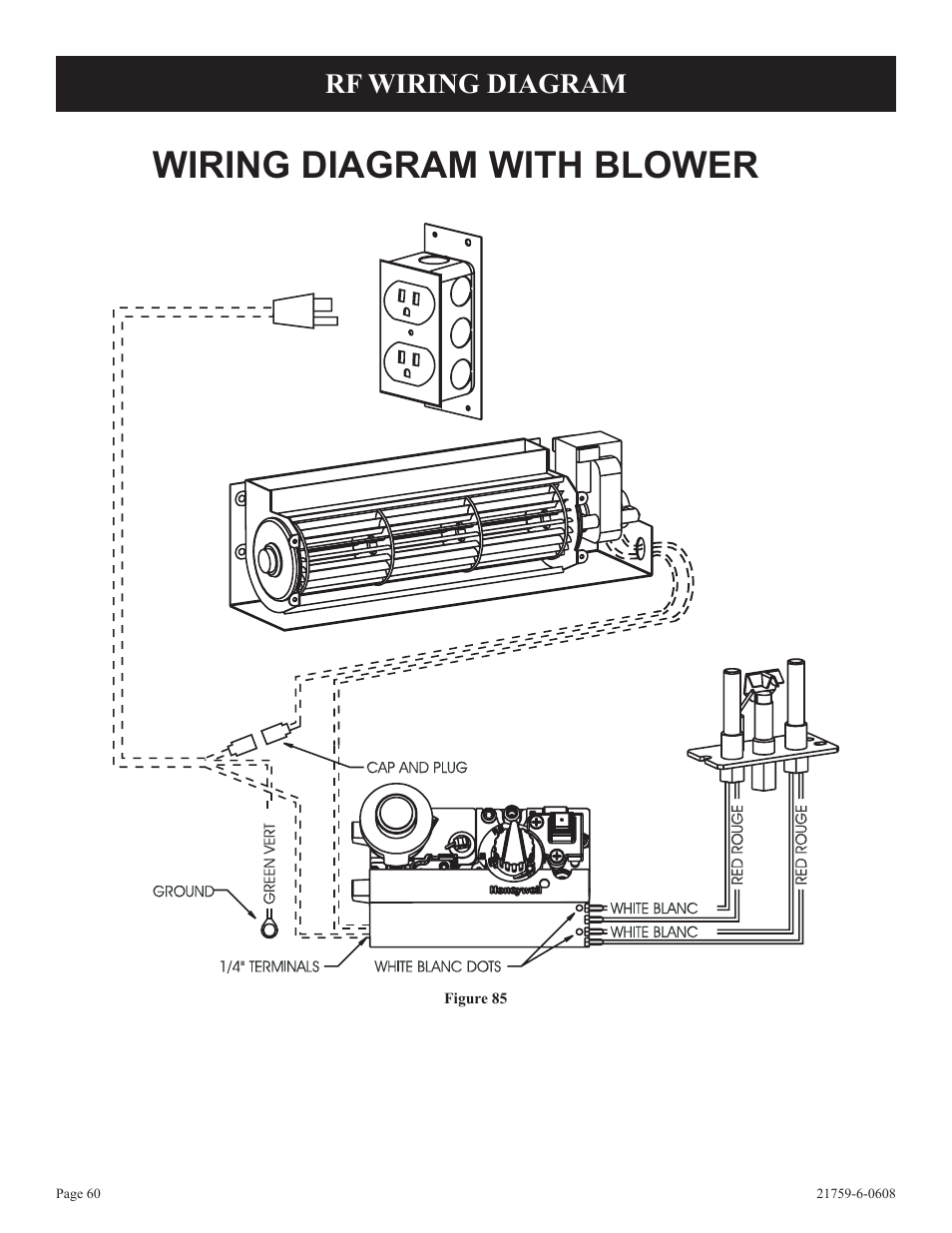 Wiring diagram with blower, Rf wiring diagram | Empire Comfort Systems DVP48FP3  EN User Manual | Page 60 / 72