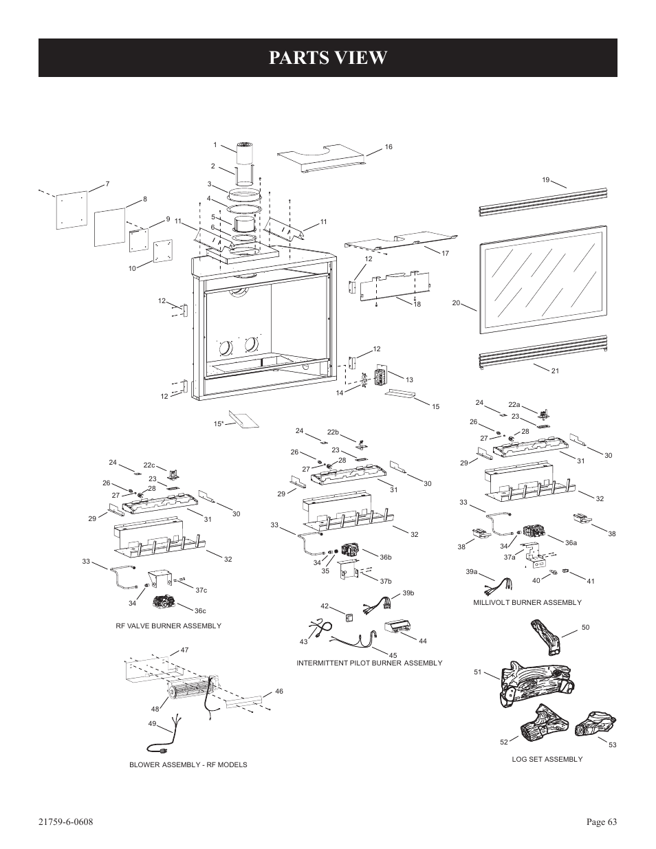 Parts view | Empire Comfort Systems DVP48FP3  EN User Manual | Page 63 / 72